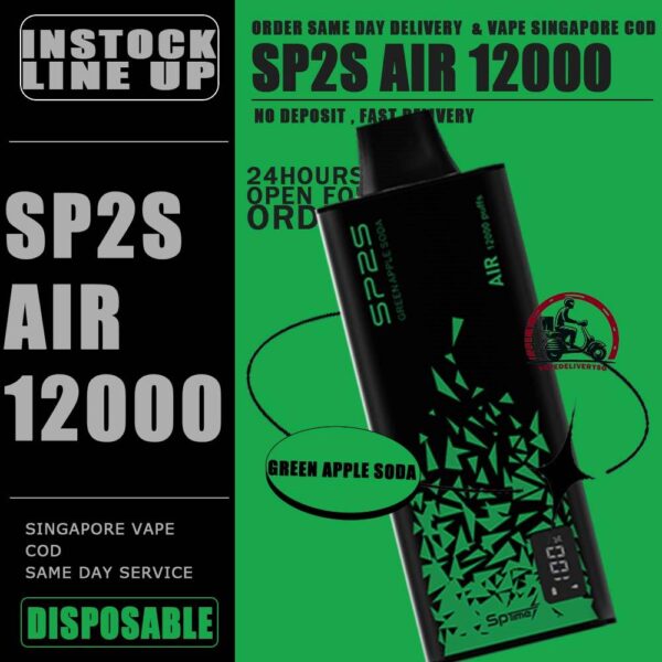 SP2S AIR 12000 DISPOSABLE - VAPE DELIVERY SG SINGAPORE SHOP Discover the SP2S Air 12000 Puff Disposable , a popular product available at SG VAPER SHOP in Singapore. Find out more about this high-quality vape product and how it can enhance your vaping experience. The SP2s Air 12k is a rechargeable disposable vape device offering up to 12,000 puffs. It is powered by a 600mAh battery and features Type-C fast charging for convenient and quick recharges. This device is known for its sleek design and user-friendly features, catering to vapers who need a long-lasting and hassle-free vaping experience. Available in various flavors, it is highly regarded in Singapore for its reliability and quality. Specification : Approx. 12000 Puffs Capacity 8ml Super Slim Design Mesh Coil Rechargeable Battery 600mAh Charging Port: Type-C ⚠️SP2S AIR 12000 FLAVOUR LINE UP⚠️ Apctic Mint Green Apple Soda Himalaya Jasmine Himalaya Mineral Himalaya Tie Guan Yin Icy Melon Kiwi Passion Guava Lychee Breeze Passion Lemonade Peach Green Tea Plum Guava SG VAPE COD SAME DAY DELIVERY , CASH ON DELIVERY ONLY. TAKE BULK ORDER /MORE ORDER PLS CONTACT ME : VAPEDELIVERYSG VIEW OUR DAILY NEWS INFORMATION VAPE : TELEGRAM CHANNEL