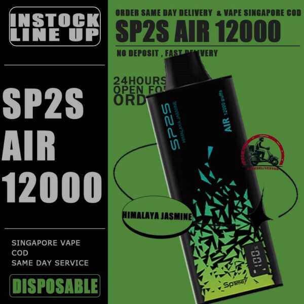 SP2S AIR 12000 DISPOSABLE - VAPE DELIVERY SG SINGAPORE SHOP Discover the SP2S Air 12000 Puff Disposable , a popular product available at SG VAPER SHOP in Singapore. Find out more about this high-quality vape product and how it can enhance your vaping experience. The SP2s Air 12k is a rechargeable disposable vape device offering up to 12,000 puffs. It is powered by a 600mAh battery and features Type-C fast charging for convenient and quick recharges. This device is known for its sleek design and user-friendly features, catering to vapers who need a long-lasting and hassle-free vaping experience. Available in various flavors, it is highly regarded in Singapore for its reliability and quality. Specification : Approx. 12000 Puffs Capacity 8ml Super Slim Design Mesh Coil Rechargeable Battery 600mAh Charging Port: Type-C ⚠️SP2S AIR 12000 FLAVOUR LINE UP⚠️ Apctic Mint Green Apple Soda Himalaya Jasmine Himalaya Mineral Himalaya Tie Guan Yin Icy Melon Kiwi Passion Guava Lychee Breeze Passion Lemonade Peach Green Tea Plum Guava SG VAPE COD SAME DAY DELIVERY , CASH ON DELIVERY ONLY. TAKE BULK ORDER /MORE ORDER PLS CONTACT ME : VAPEDELIVERYSG VIEW OUR DAILY NEWS INFORMATION VAPE : TELEGRAM CHANNEL