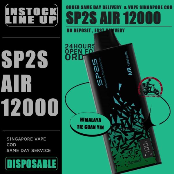 SP2S AIR 12000 DISPOSABLE - VAPE DELIVERY SG SINGAPORE SHOP Discover the SP2S Air 12000 Puff Disposable , a popular product available at SG VAPER SHOP in Singapore. Find out more about this high-quality vape product and how it can enhance your vaping experience. The SP2s Air 12k is a rechargeable disposable vape device offering up to 12,000 puffs. It is powered by a 600mAh battery and features Type-C fast charging for convenient and quick recharges. This device is known for its sleek design and user-friendly features, catering to vapers who need a long-lasting and hassle-free vaping experience. Available in various flavors, it is highly regarded in Singapore for its reliability and quality. Specification : Approx. 12000 Puffs Capacity 8ml Super Slim Design Mesh Coil Rechargeable Battery 600mAh Charging Port: Type-C ⚠️SP2S AIR 12000 FLAVOUR LINE UP⚠️ Apctic Mint Green Apple Soda Himalaya Jasmine Himalaya Mineral Himalaya Tie Guan Yin Icy Melon Kiwi Passion Guava Lychee Breeze Passion Lemonade Peach Green Tea Plum Guava SG VAPE COD SAME DAY DELIVERY , CASH ON DELIVERY ONLY. TAKE BULK ORDER /MORE ORDER PLS CONTACT ME : VAPEDELIVERYSG VIEW OUR DAILY NEWS INFORMATION VAPE : TELEGRAM CHANNEL