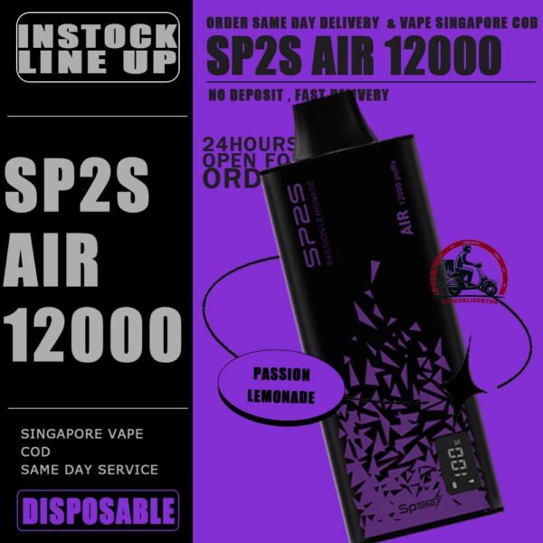 SP2S AIR 12000 DISPOSABLE - VAPE DELIVERY SG SINGAPORE SHOP Discover the SP2S Air 12000 Puff Disposable , a popular product available at SG VAPER SHOP in Singapore. Find out more about this high-quality vape product and how it can enhance your vaping experience. The SP2s Air 12k is a rechargeable disposable vape device offering up to 12,000 puffs. It is powered by a 600mAh battery and features Type-C fast charging for convenient and quick recharges. This device is known for its sleek design and user-friendly features, catering to vapers who need a long-lasting and hassle-free vaping experience. Available in various flavors, it is highly regarded in Singapore for its reliability and quality. Specification : Approx. 12000 Puffs Capacity 8ml Super Slim Design Mesh Coil Rechargeable Battery 600mAh Charging Port: Type-C ⚠️SP2S AIR 12000 FLAVOUR LINE UP⚠️ Apctic Mint Green Apple Soda Himalaya Jasmine Himalaya Mineral Himalaya Tie Guan Yin Icy Melon Kiwi Passion Guava Lychee Breeze Passion Lemonade Peach Green Tea Plum Guava SG VAPE COD SAME DAY DELIVERY , CASH ON DELIVERY ONLY. TAKE BULK ORDER /MORE ORDER PLS CONTACT ME : VAPEDELIVERYSG VIEW OUR DAILY NEWS INFORMATION VAPE : TELEGRAM CHANNEL