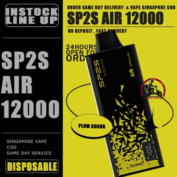 SP2S AIR 12000 DISPOSABLE - VAPE DELIVERY SG SINGAPORE SHOP Discover the SP2S Air 12000 Puff Disposable , a popular product available at SG VAPER SHOP in Singapore. Find out more about this high-quality vape product and how it can enhance your vaping experience. The SP2s Air 12k is a rechargeable disposable vape device offering up to 12,000 puffs. It is powered by a 600mAh battery and features Type-C fast charging for convenient and quick recharges. This device is known for its sleek design and user-friendly features, catering to vapers who need a long-lasting and hassle-free vaping experience. Available in various flavors, it is highly regarded in Singapore for its reliability and quality. Specification : Approx. 12000 Puffs Capacity 8ml Super Slim Design Mesh Coil Rechargeable Battery 600mAh Charging Port: Type-C ⚠️SP2S AIR 12000 FLAVOUR LINE UP⚠️ Apctic Mint Green Apple Soda Himalaya Jasmine Himalaya Mineral Himalaya Tie Guan Yin Icy Melon Kiwi Passion Guava Lychee Breeze Passion Lemonade Peach Green Tea Plum Guava SG VAPE COD SAME DAY DELIVERY , CASH ON DELIVERY ONLY. TAKE BULK ORDER /MORE ORDER PLS CONTACT ME : VAPEDELIVERYSG VIEW OUR DAILY NEWS INFORMATION VAPE : TELEGRAM CHANNEL